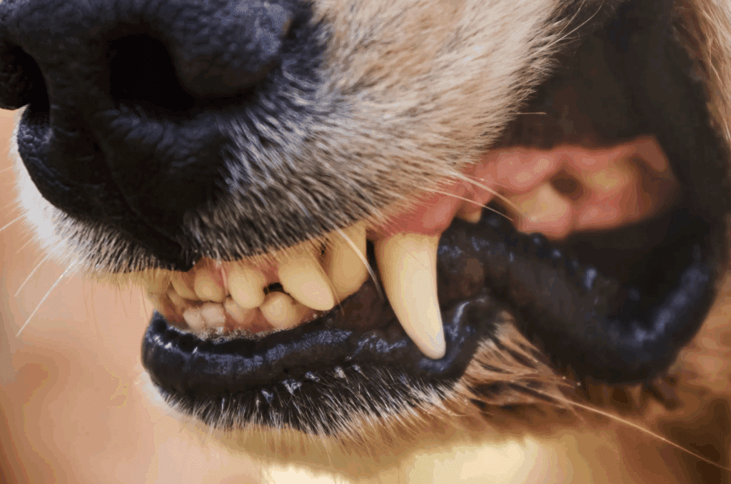 Aggressive dog baring teeth