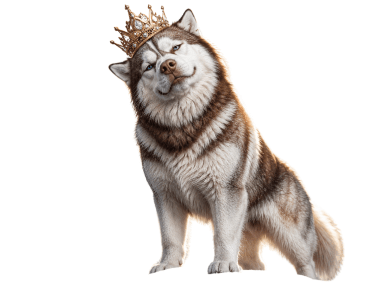 Siberian Husky wearing a crown